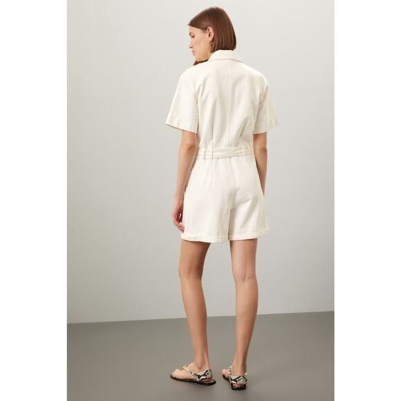 A. P. C. White Denim 100% Cotton Short Romper Combinaison Hills Romper Size 40 - Picture 2 of 12